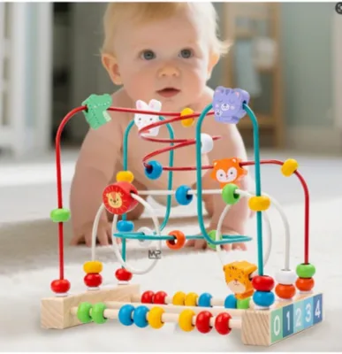 מבוך חרוזים מעץ