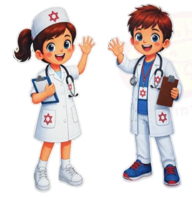 קישוט קיר לבד ילד רופא+ילדה רופאה
